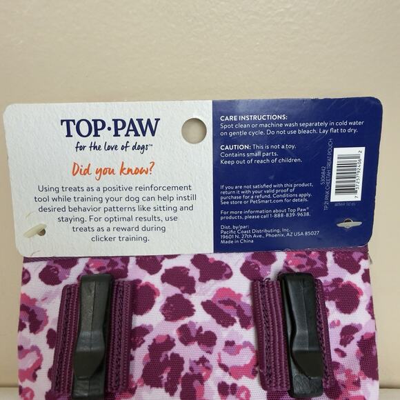 Top Paw Dog Treat Bag – Purple Leopard Print Training Pouch with Magnetic Clip - Picture 5 of 7